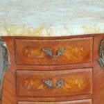 mid century pair of french louis xv style marble top three drawer bedside tables