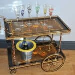 stunning vintage french brass drinks cart
