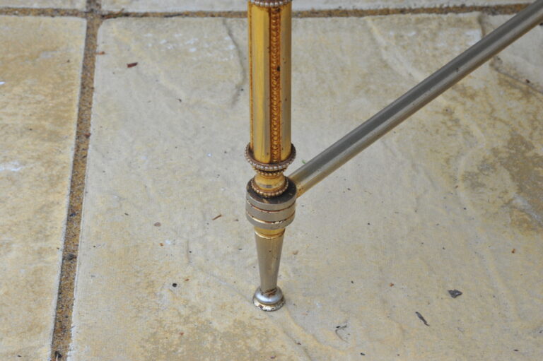 mid century french neo classical round marble and polished metal table