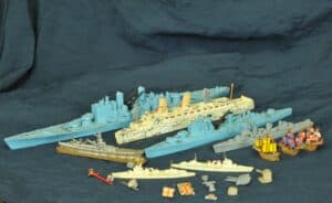 unusual collection of vintage miniature lead ships