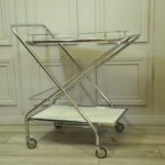 vintage mid c folding two tier drinks bar cart trolley