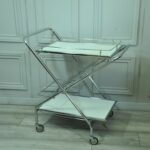 vintage mid c folding two tier drinks bar cart trolley