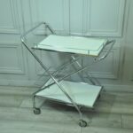 vintage mid c folding two tier drinks bar cart trolley