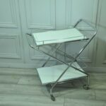 vintage mid c folding two tier drinks bar cart trolley