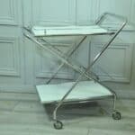 vintage mid c folding two tier drinks bar cart trolley